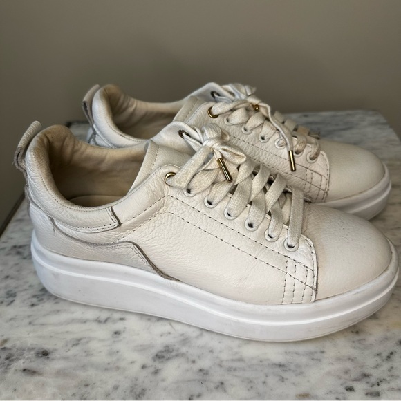Zara Real Leather White Chunky Platform Sneakers - Picture 6 of 9